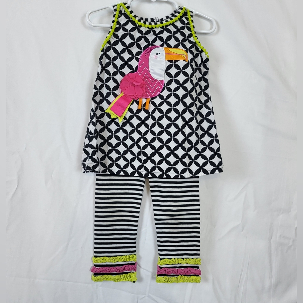 Emily Rose Girls Boutique Sleeveless Toucan Tunic Top Ruffle Legging Set Size 3T
